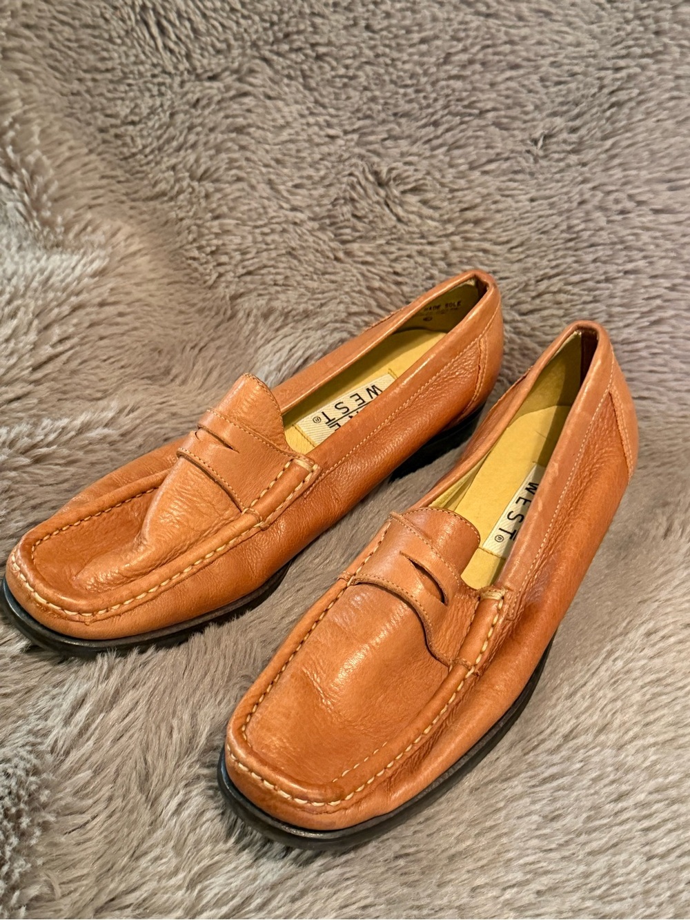 Nine West Women's Cognac Leather Penny Loafers